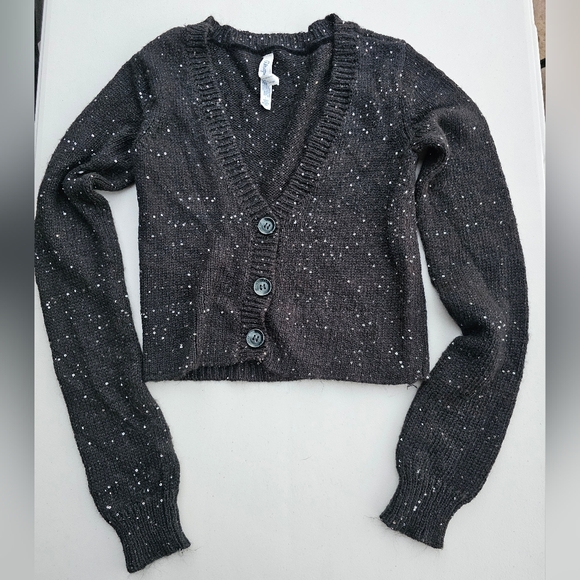 Aeropostale Black Sequined Cropped Cardigan - Picture 1 of 5